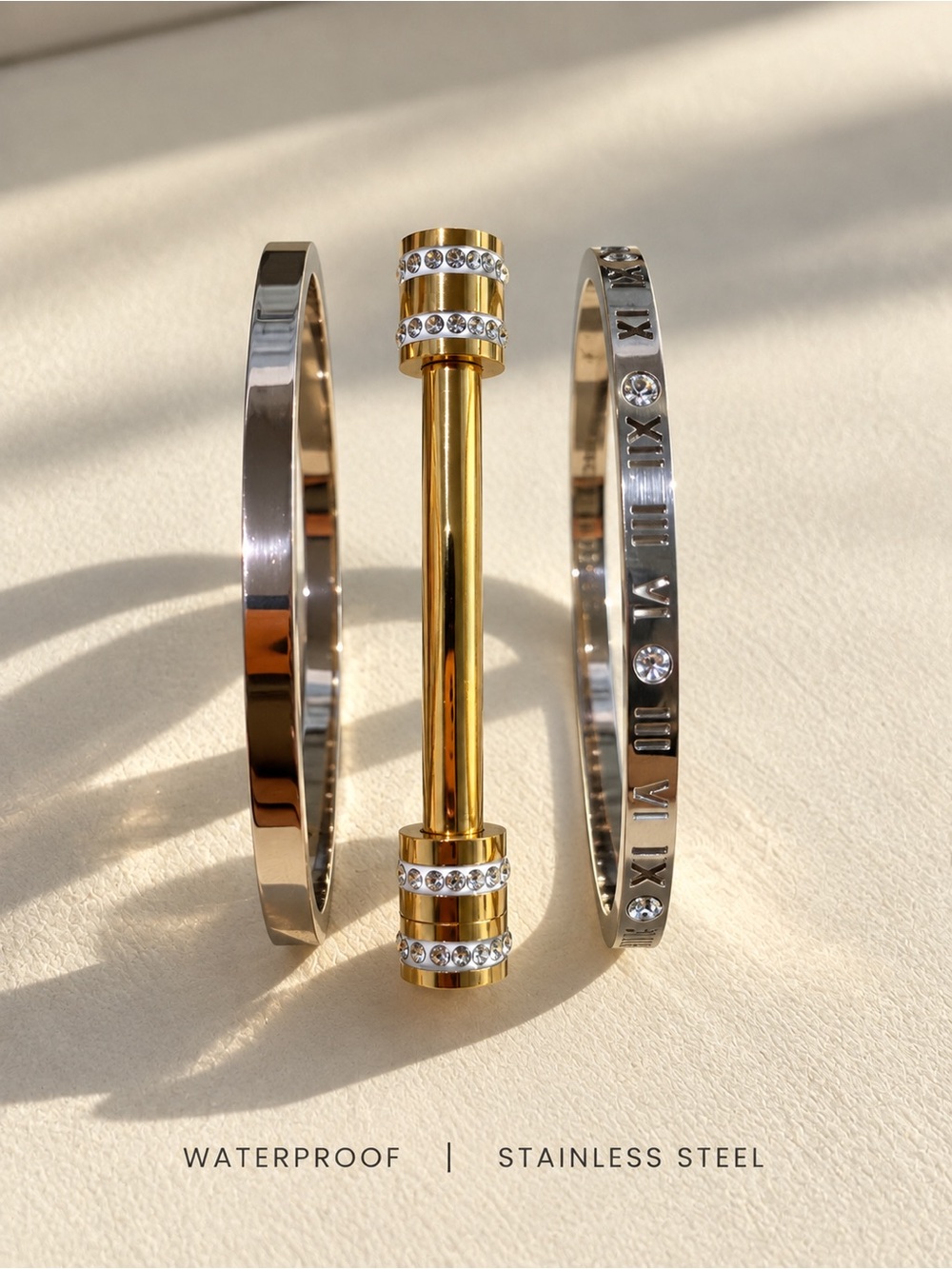 Gold and Silver Stainless Steel Bracelet Set - Women Jewelry